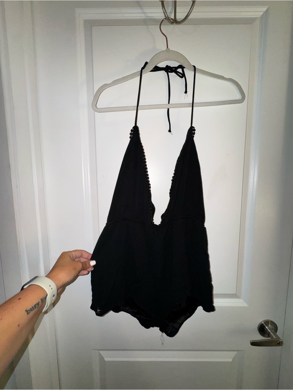 🟦Black Halter Plunge Romper